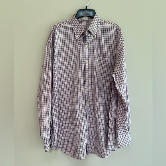 Peter Millar 100% Linen Sport Long Sleeved Button-Up Shirt, Purple/Tan, XL - Picture 1 of 6